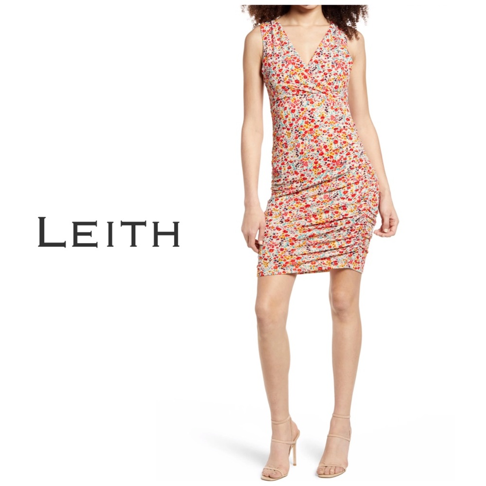 Floral Ruched Sleeveless Mini Dress